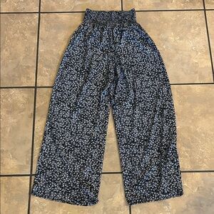 Black Floral wide leg pants